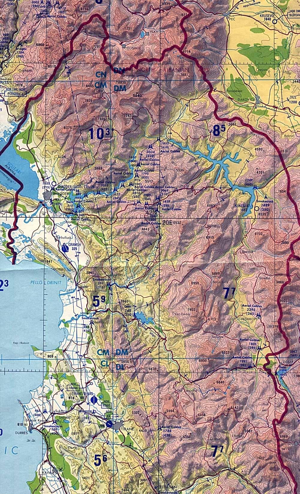 карта Албании топографическая
