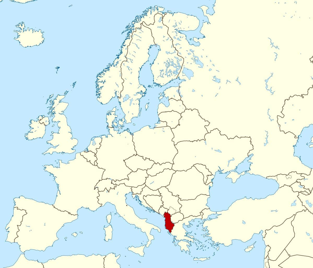 карта Албании расположение на мир