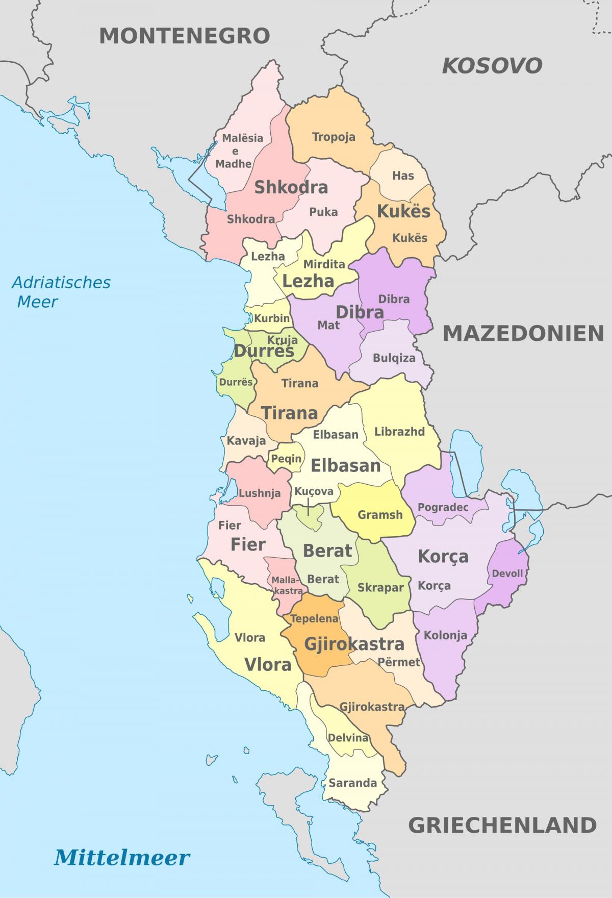 карта Албании политические